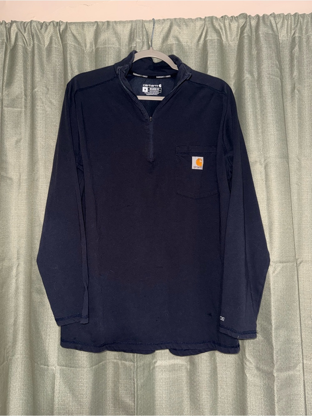 Carhartt Force Men’s Navy Long-Sleeve Quarter-Zip Work Shirt